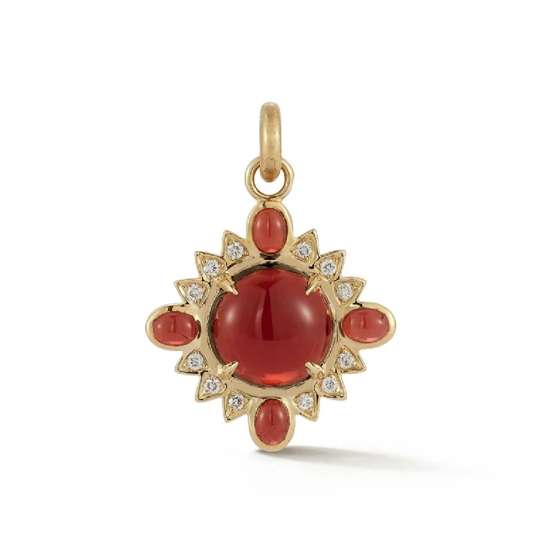 14K Gold Red Garnet & Diamond Mini Nora Charm