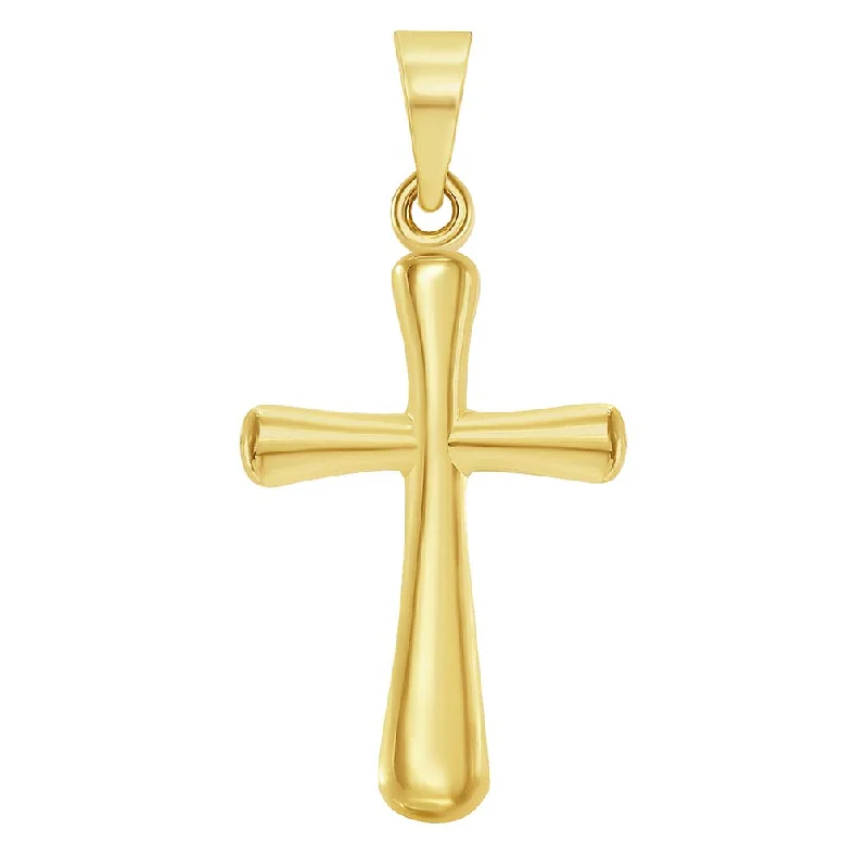 14k Yellow Gold High Polished Religious Plain Simple Cross Charm Pendant (22.5 mm x 11.5 mm)