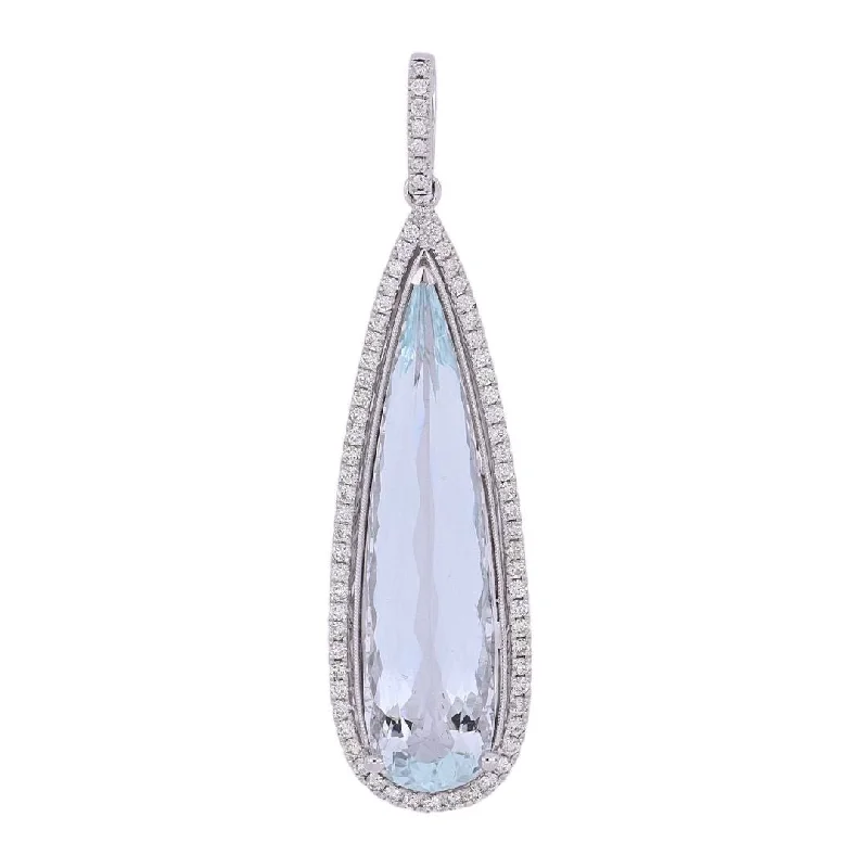 Aquamarine Pendant (Aquamarine 14.61 cts. White Diamond 0.76 cts.)