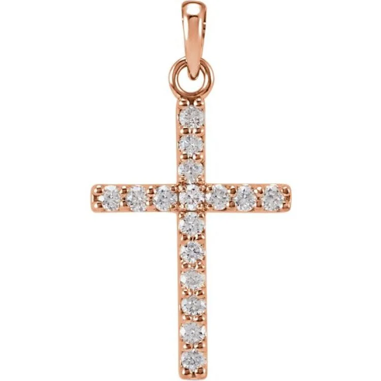 14K Rose 1/5 CTW Lab-Grown Diamond Cross Pendant