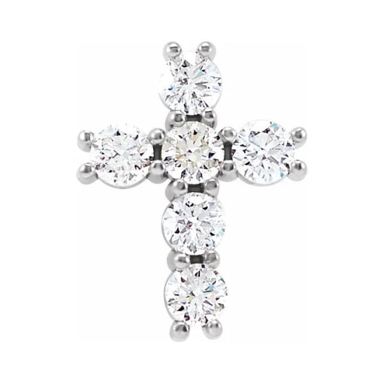 14K White 1/3 CTW Natural Diamond Cross Pendant