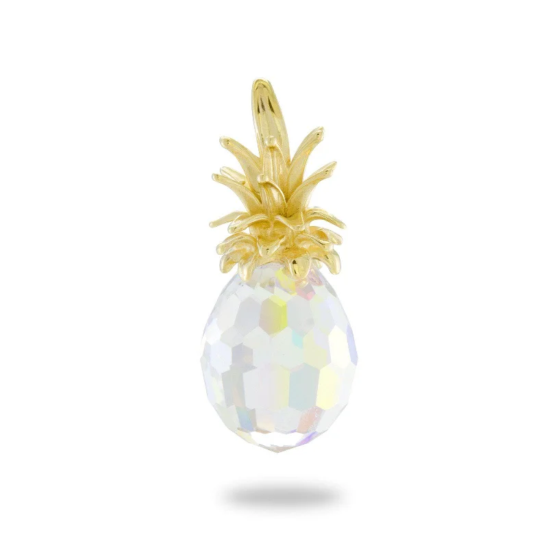 Crystal Pineapple Pendant in Gold - 32mm