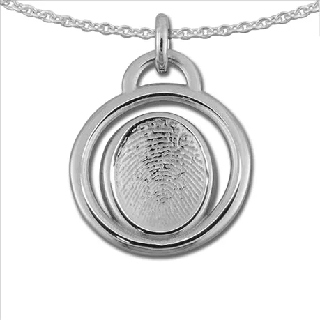 11mm Finger Print Pendant with Halo