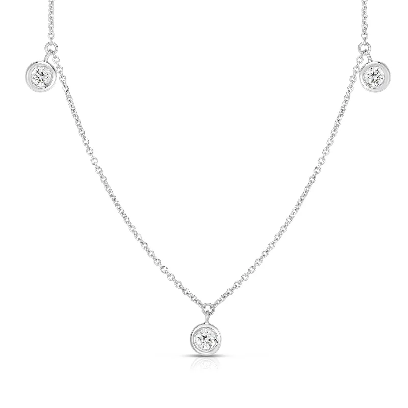 Roberto Coin Diamonds by the Inch Diamond Drop Station Necklace in 18K White Gold