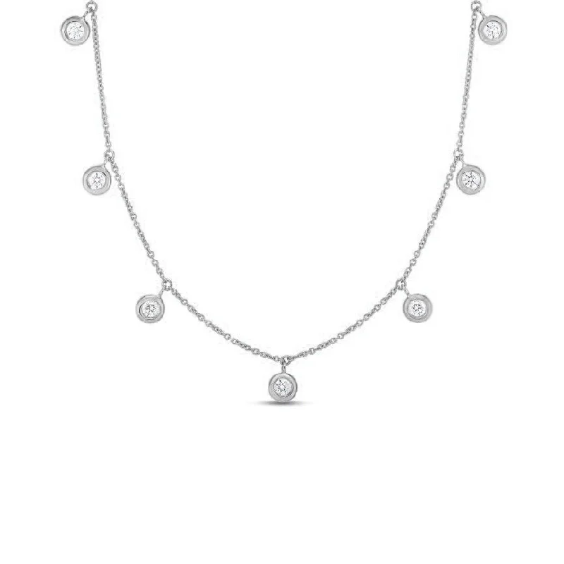 Roberto Coin Diamonds by the Inch Seven Diamond Drop Station Necklace in 18K White Gold