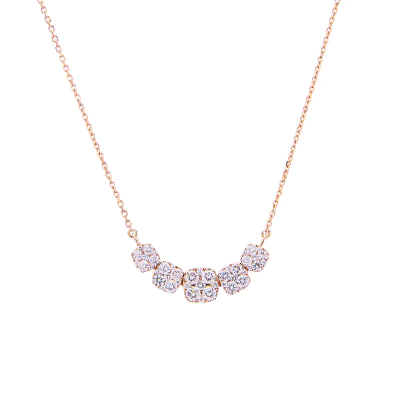 Sabel Collection 14K Rose Gold Curved Diamond Necklace