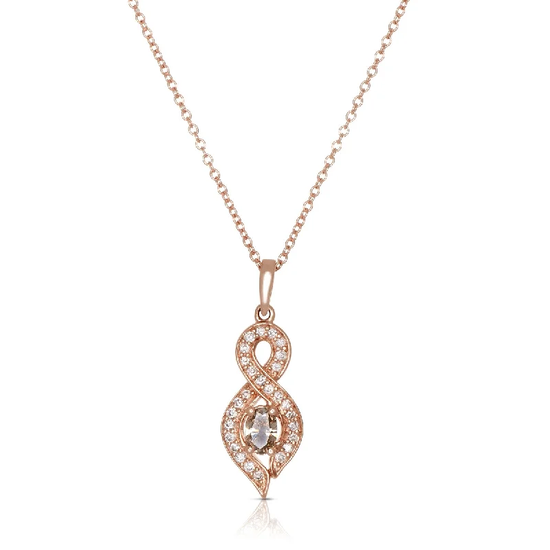 Sabel Collection 14K Rose Gold Oval Fancy Diamond and White Diamond Twist Pendant