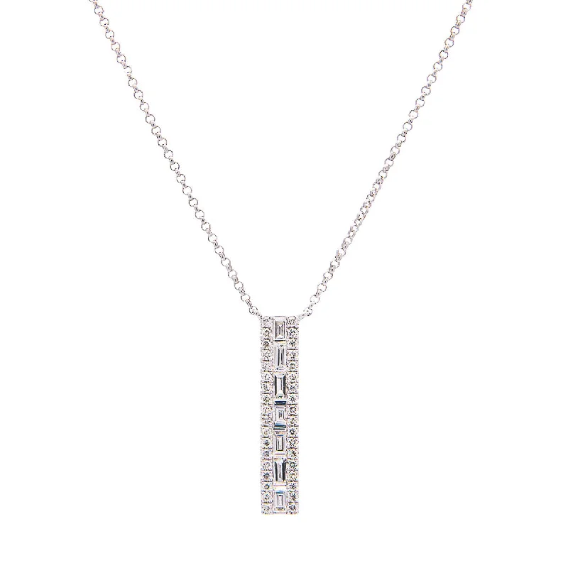 Sabel Collection 14K White Gold Baguette Diamond Drop Necklace