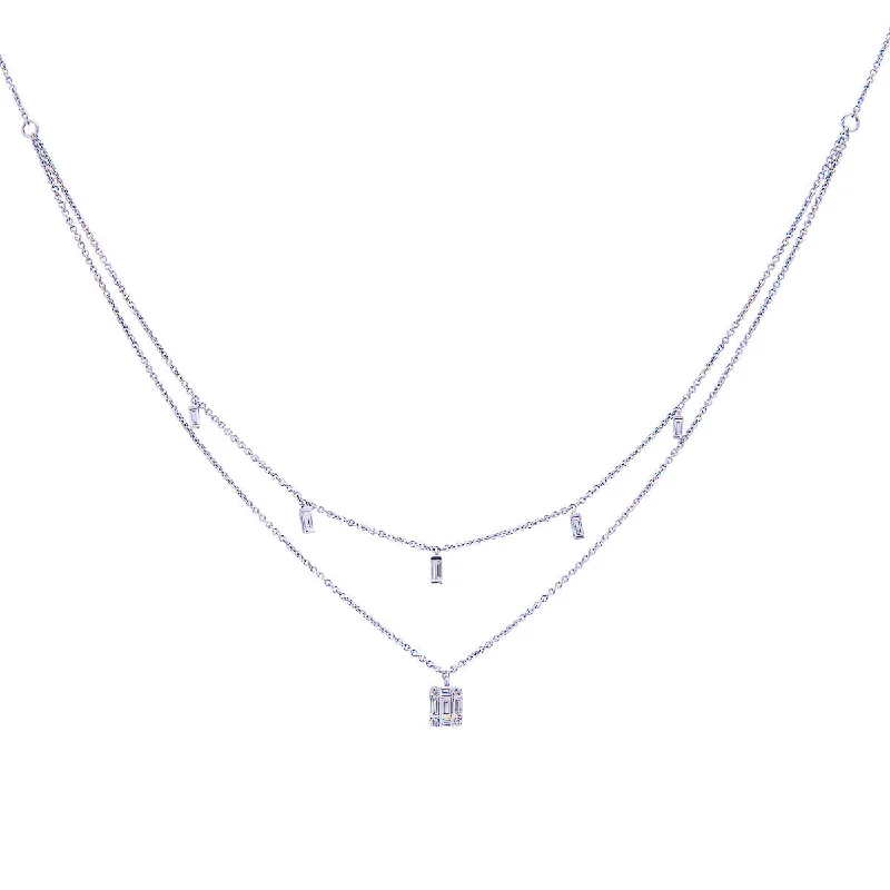 Sabel Collection 14K White Gold Two-Row Diamond Station Necklace