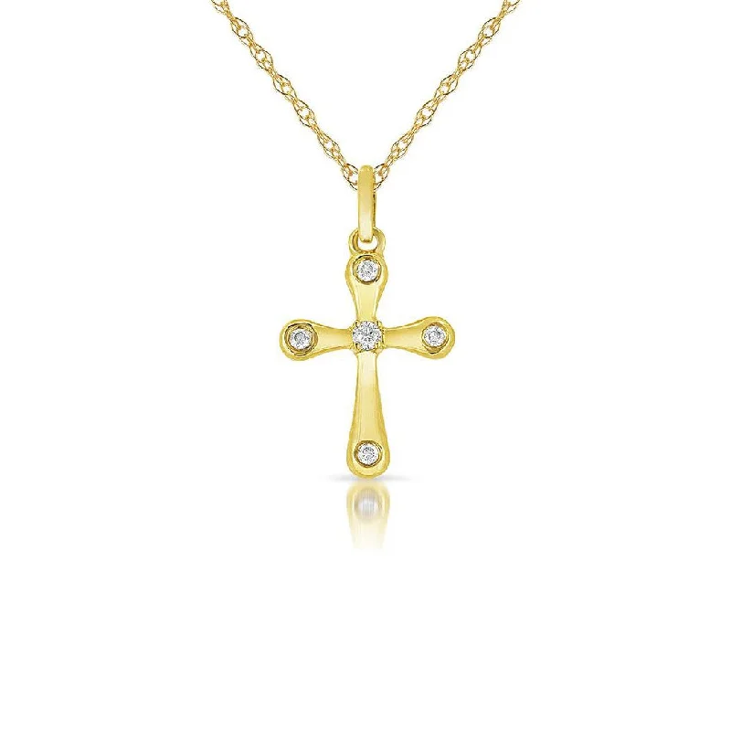 Sabel Collection Cross Necklace with Diamonds in 14K Yellow Gold