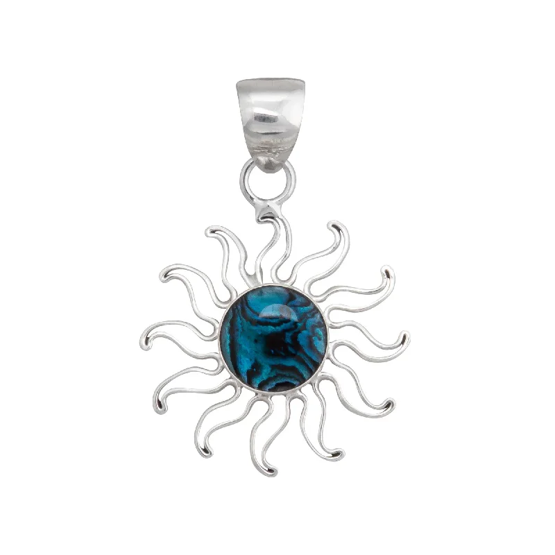 Sterling Silver Blue Abalone Sun Pendant