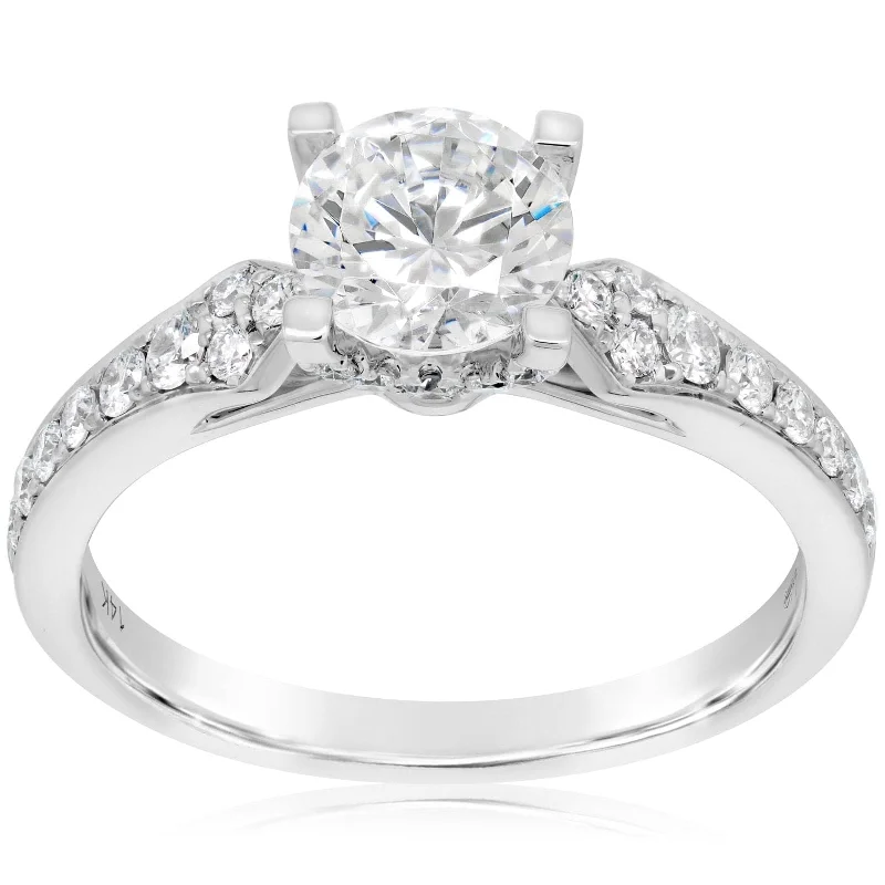 Channel Set Diamond Ring Setting with Pave Prongs