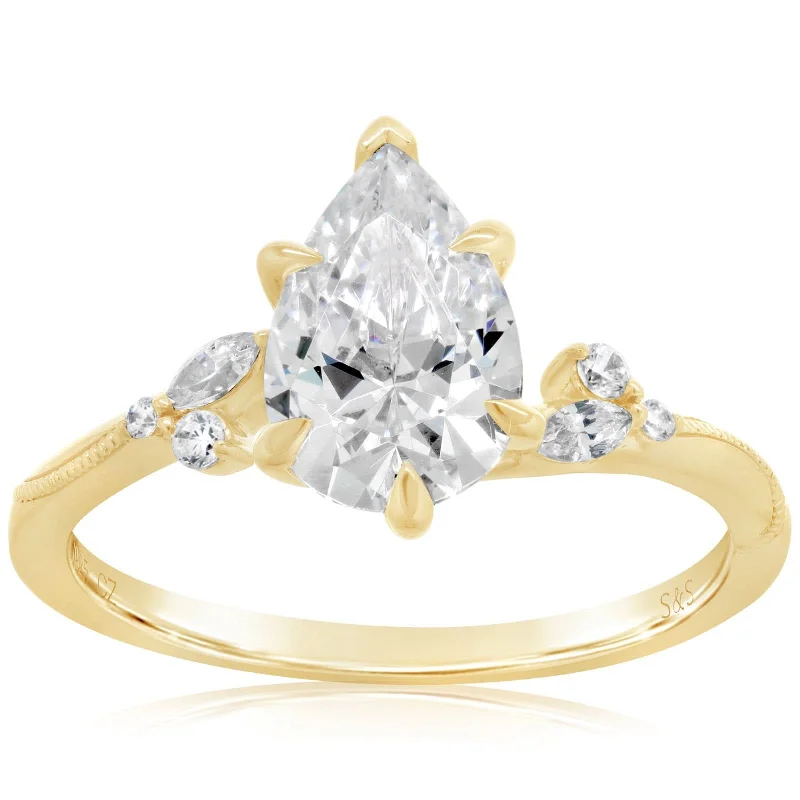 Cluster Diamond Engagement Setting with Milgrain