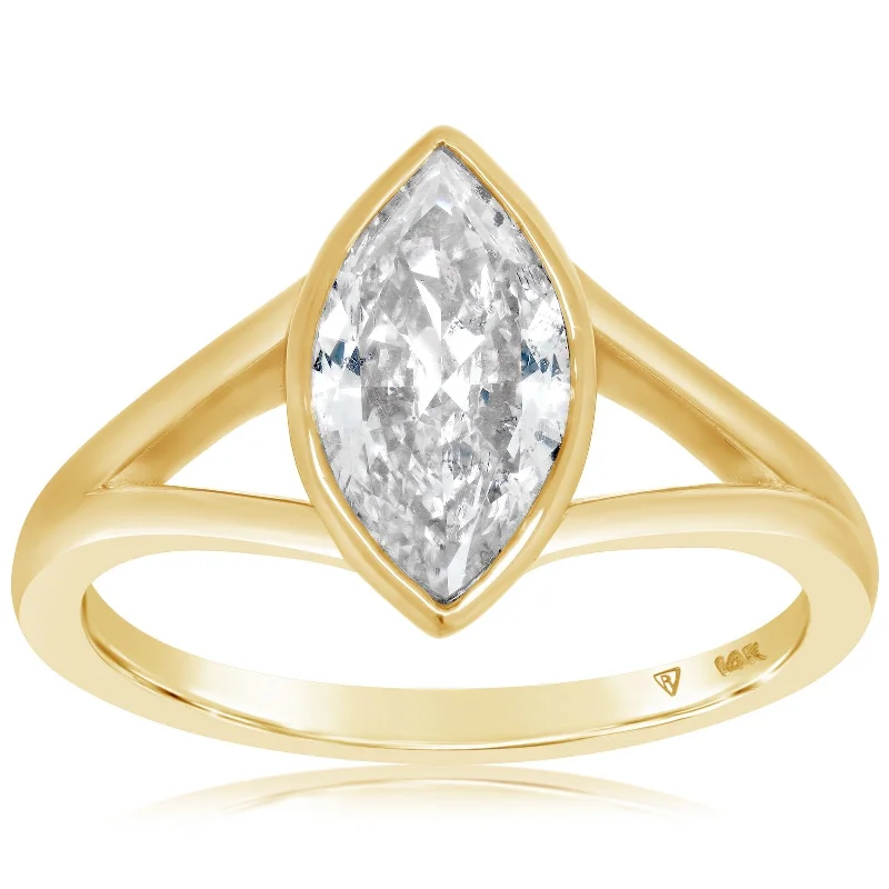 Complete 1.40 Carat Marquise Diamond Solitaire Engagement Ring