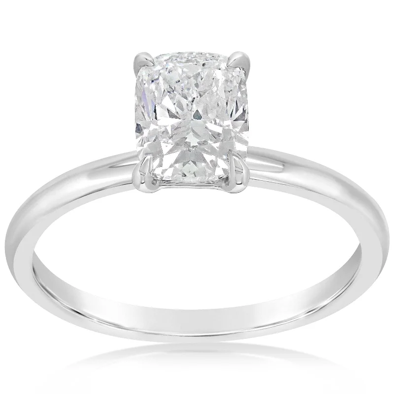 Complete 1.50 Carat Cushion Cut Solitaire Diamond Engagement Ring