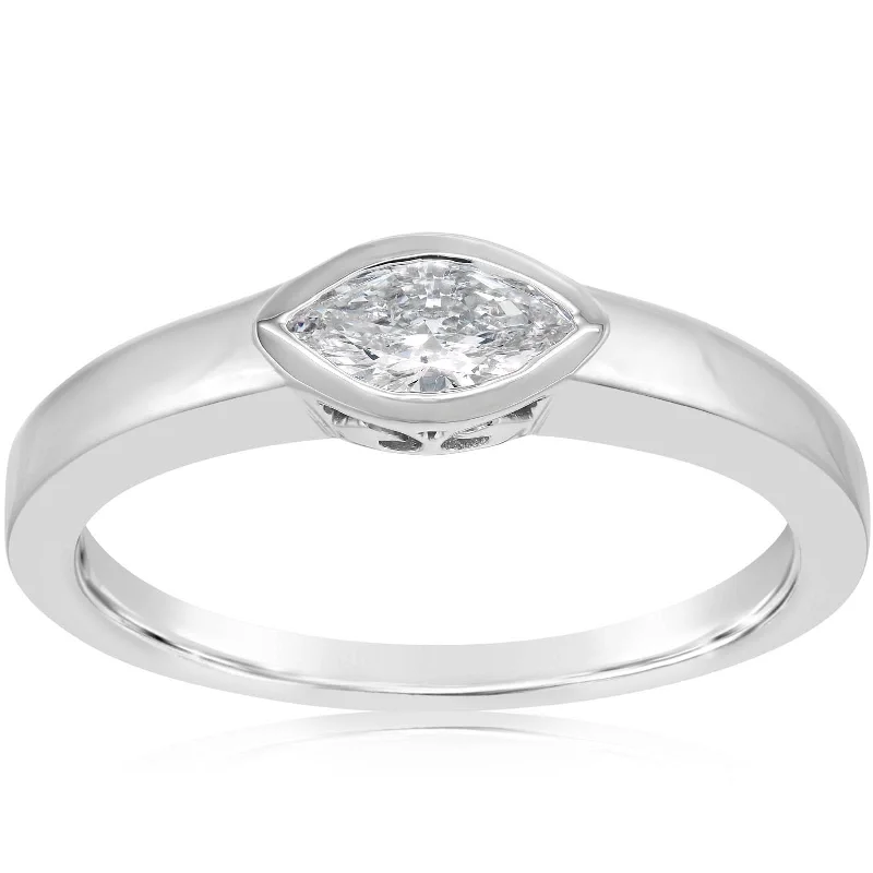 Complete East West Bezel Set Marquise Engagement Ring