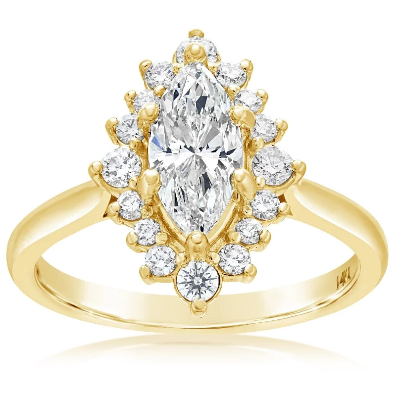 Complete Marquise Cut Diamond Halo Engagement Ring