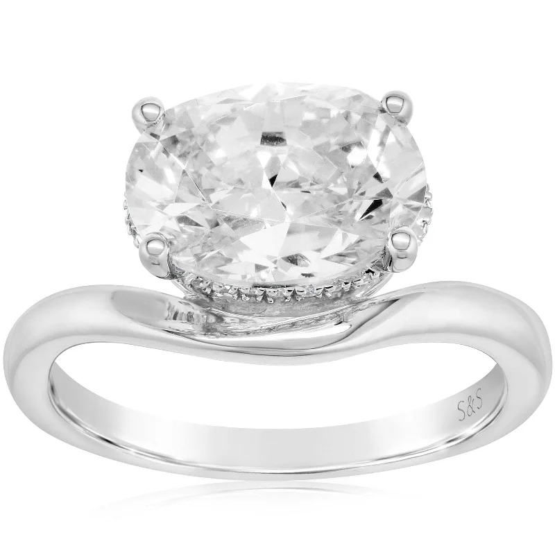 Curved Double Hidden Halo Diamond Engagement Setting