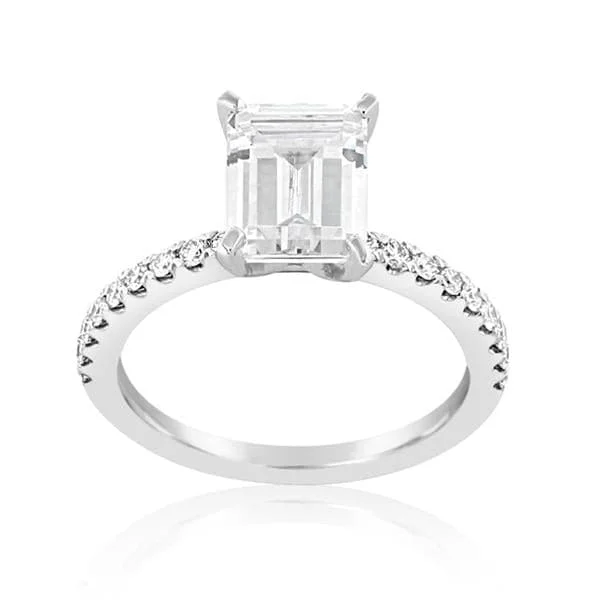 Diamond Pave Engagement Setting for 2.00ct Emerald