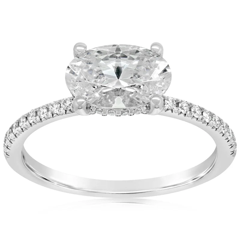 East West Oval Diamond Engagement Ring Setting