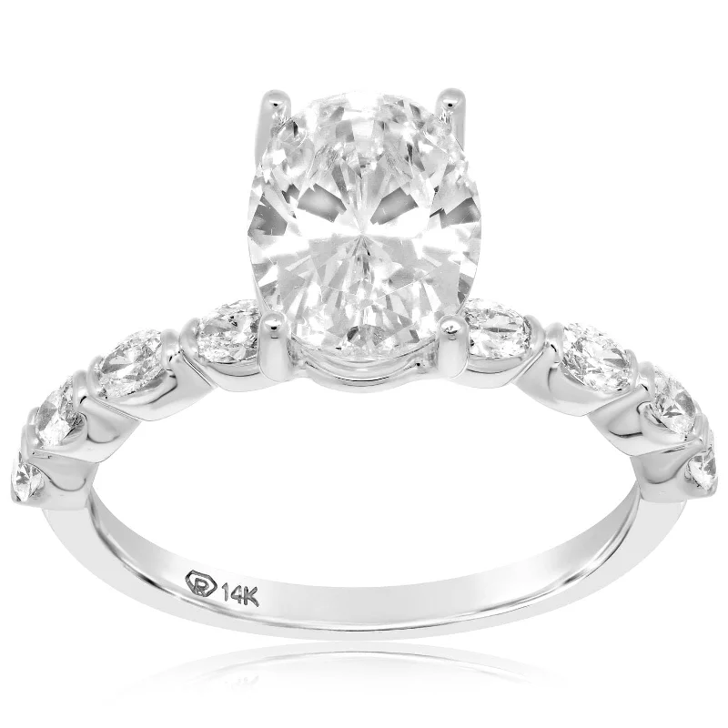 East West Set Oval Diamond Engagement Ring Setting