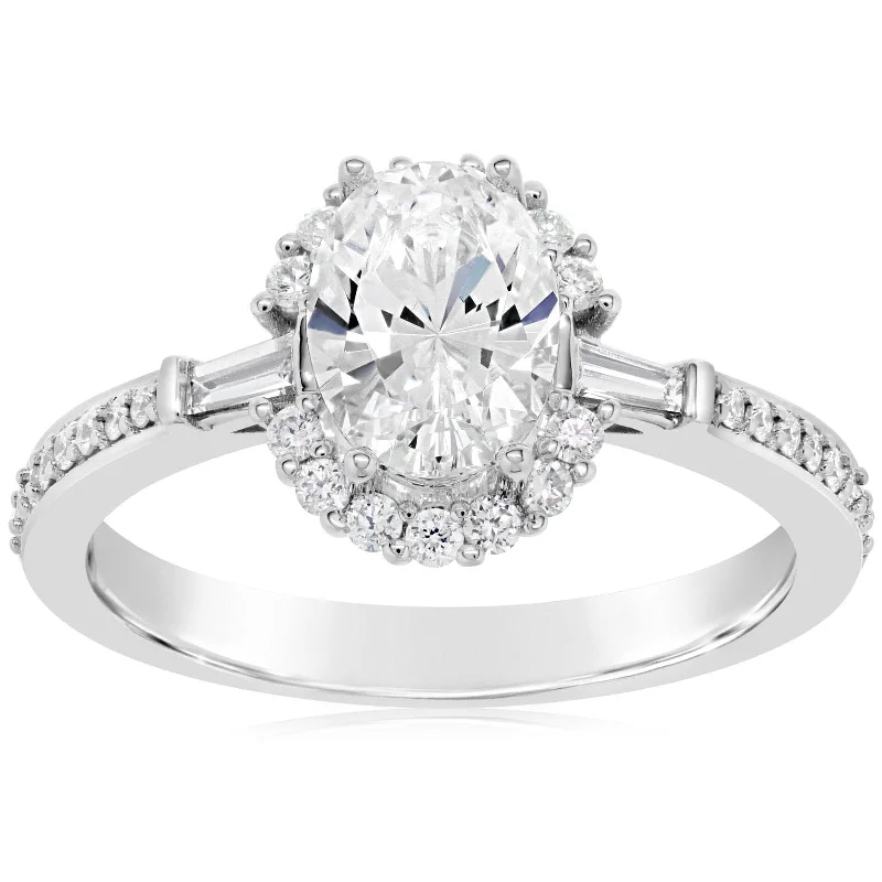 Modified Oval Halo Diamond Engagement Ring Setting