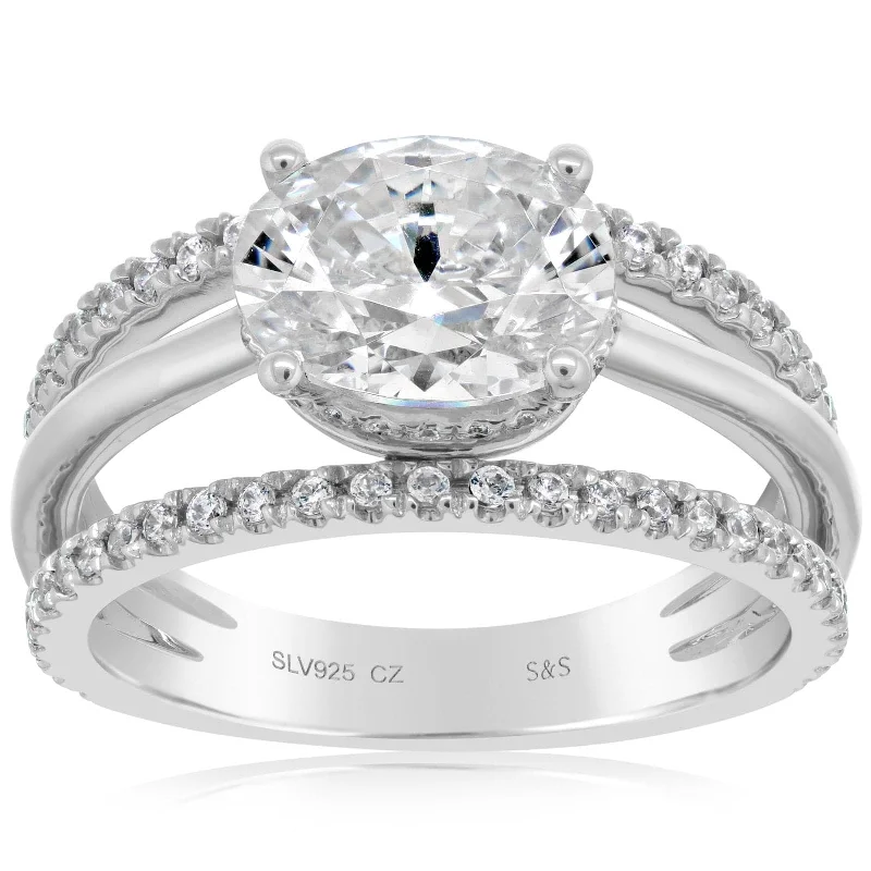 Open Three Row Split Shank Diamond Engagement Setting