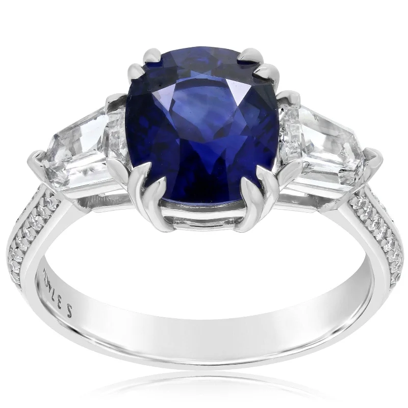 Oval Blue Sapphire & Diamond Ring