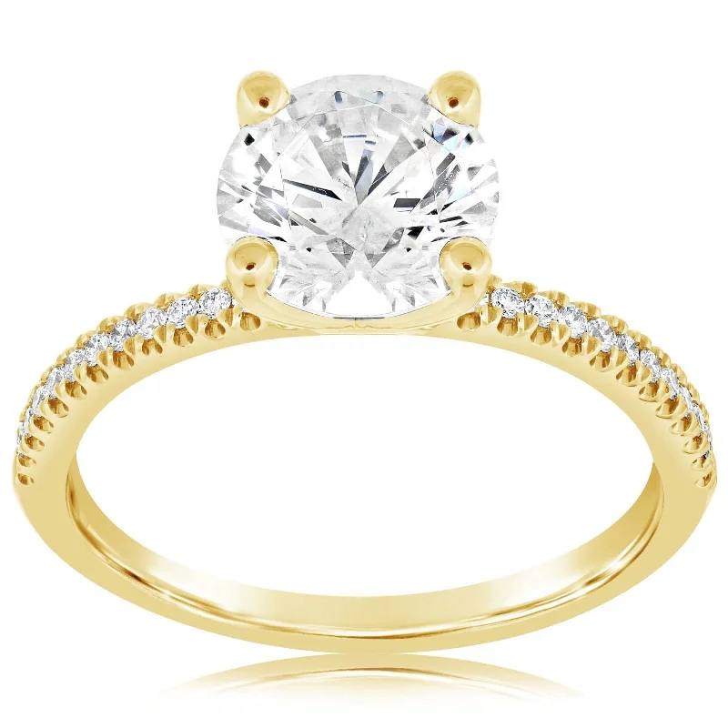 Pave Diamond Engagement Setting for 2.00 Carat Round