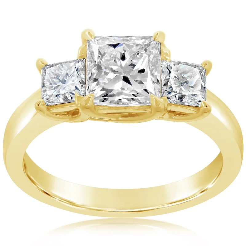 Three Stone Princess Cut Diamond Ring Setting