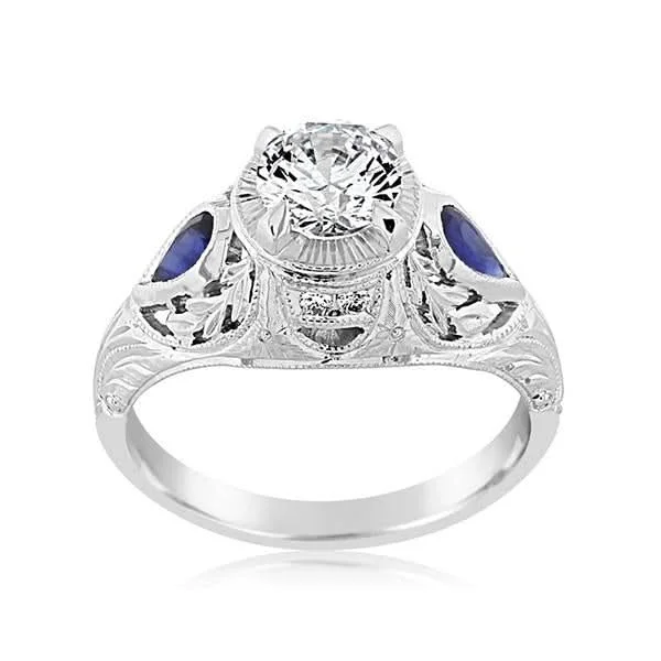 WHITEHOUSE BROTHERS Diamond & Sapphire Engagement Ring Setting