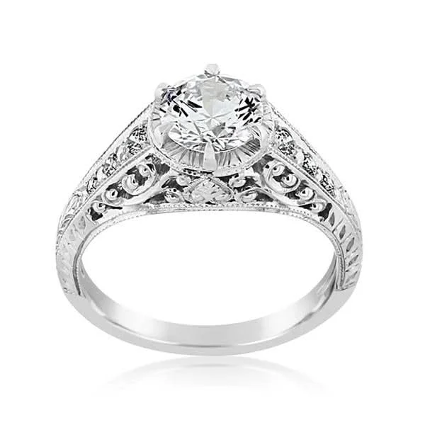 WHITEHOUSE BROTHERS Engraved Diamond Engagement Ring Setting