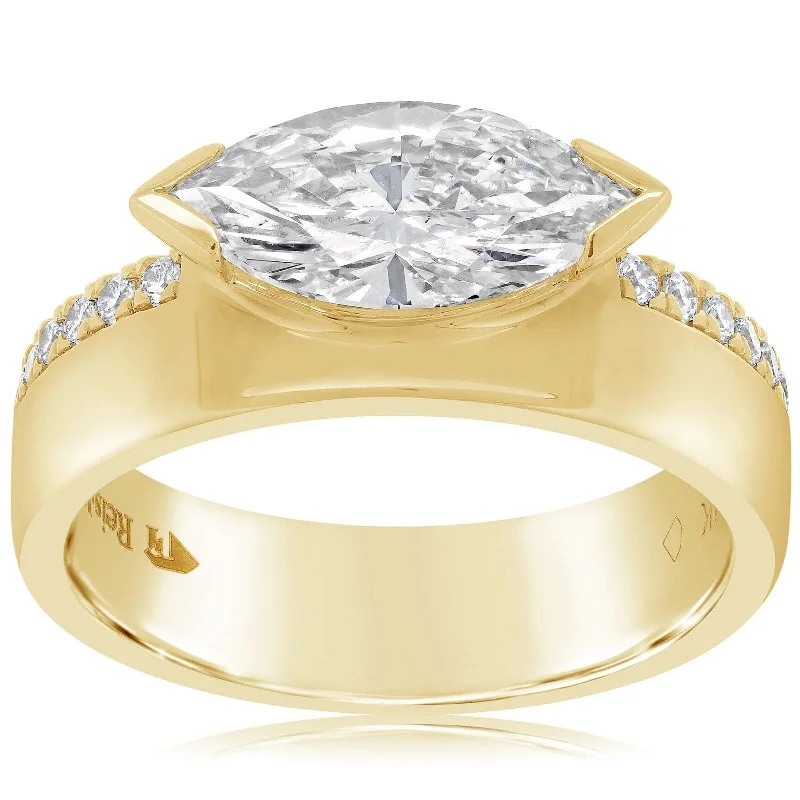 Wide East-West Marquise Diamond Engagement Ring Setting