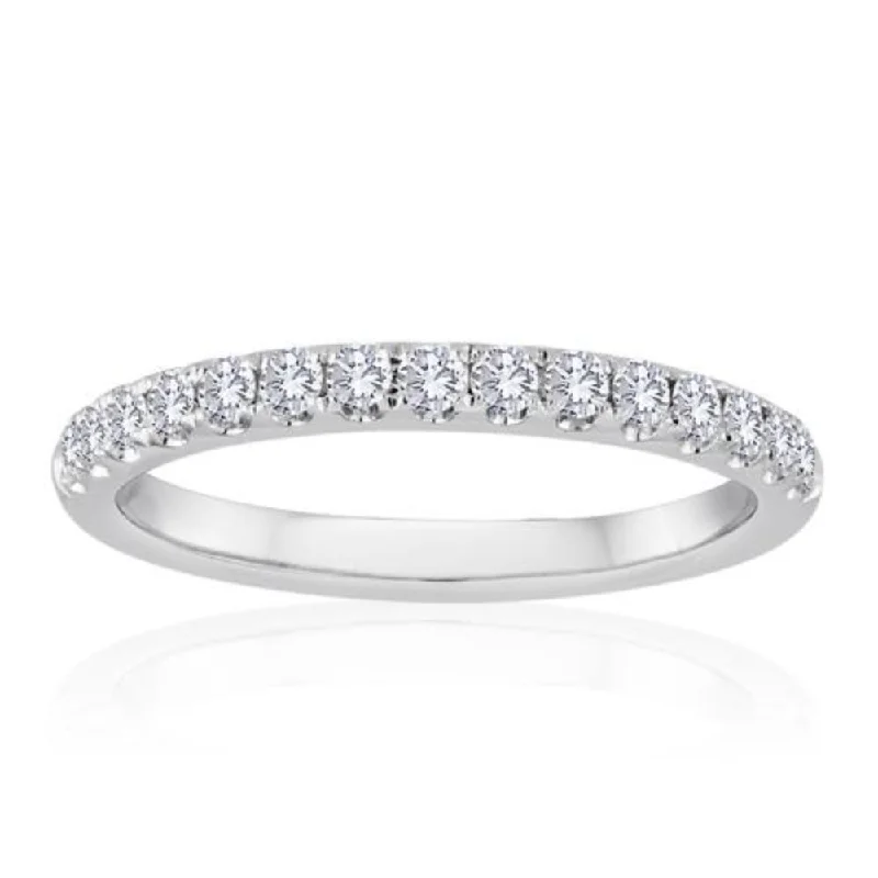 14k Gold Round Pave Set Diamond Wedding Band