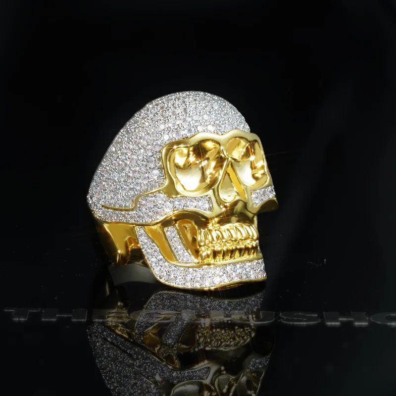 18K Gold-Plated Micro-inlay CZ Human Skeleton Ring