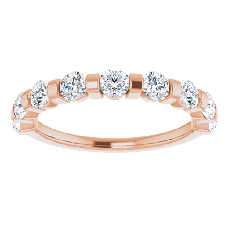 14K Rose 9/10 CTW Natural Diamond Anniversary Band