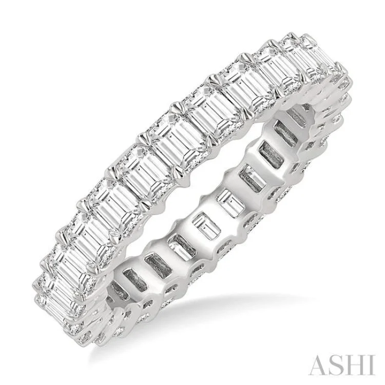 3 ctw Eternity Emerald Cut Diamond Wedding Band in 14K White Gold