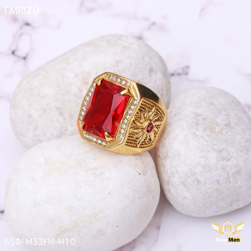 Freemen Color Red Sun Design Golden Ring  - FMRI20