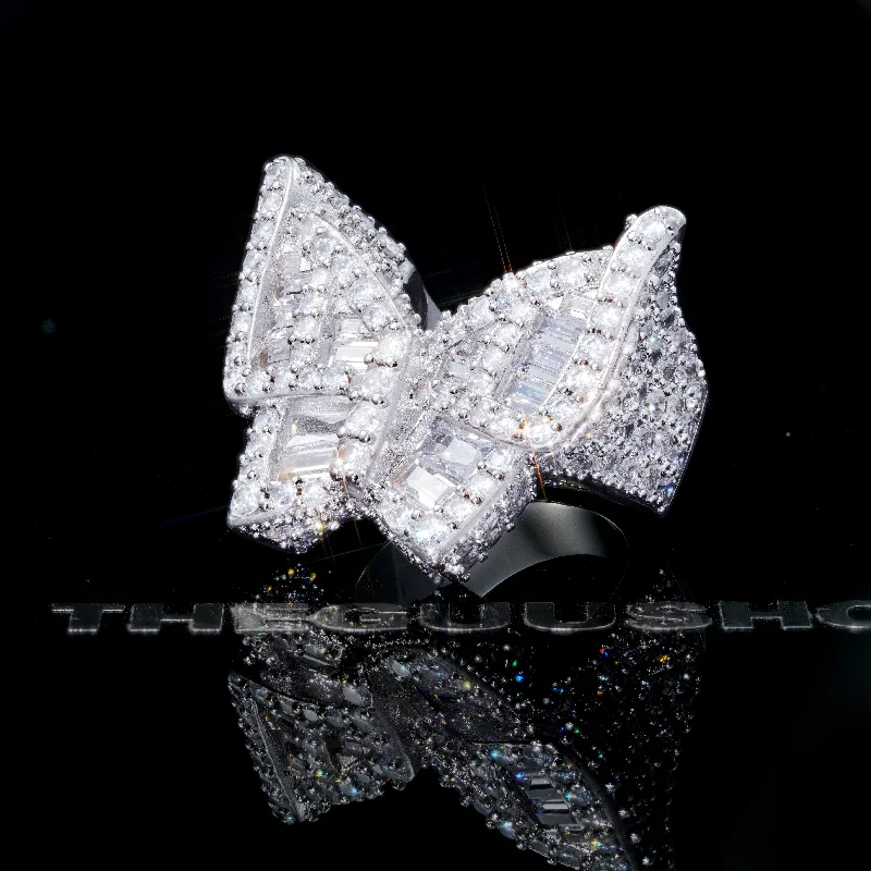 Gold-Plated Micro-inlay AAA CZ Butterfly Ring