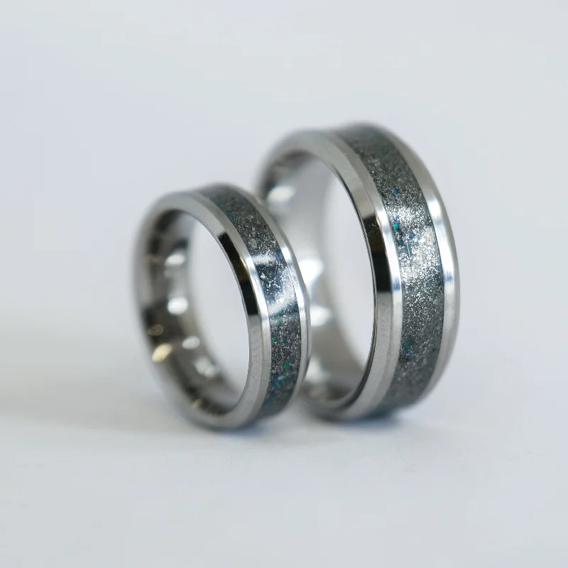 Matching Star Dust™ Wedding Ring Set in Tungsten