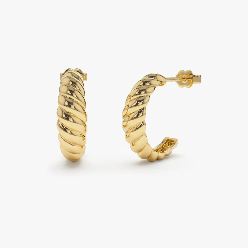 14k Solid Gold Croissant Earrings