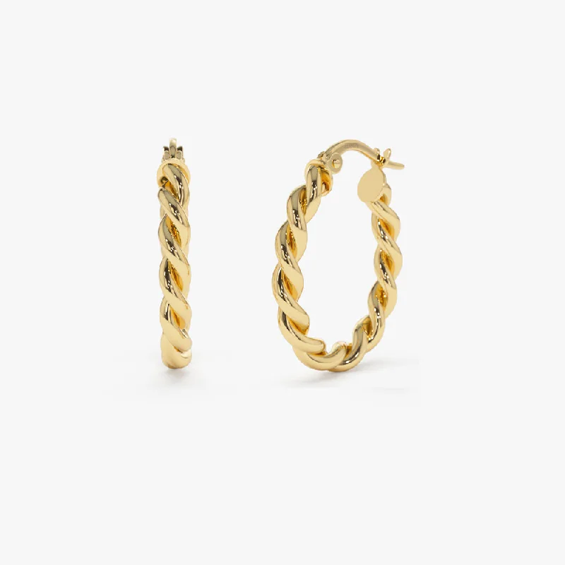 14k Twist Rope Earrings 20MM