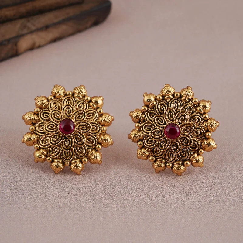 Beautiful gold plated ruby stone stud