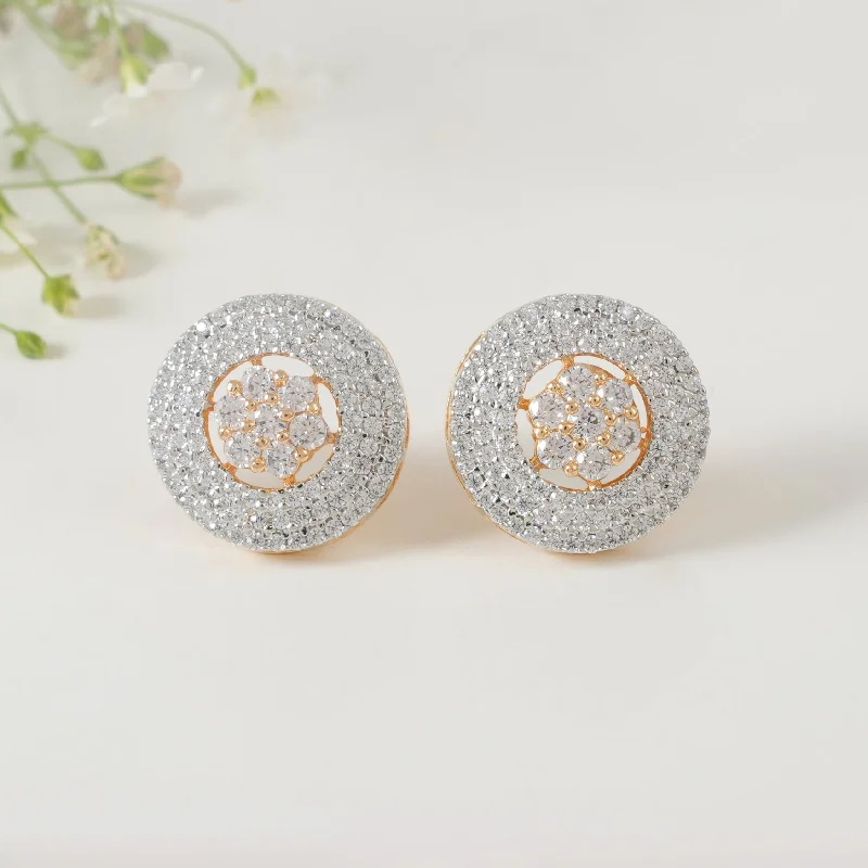 Cute CZ diamond round studs