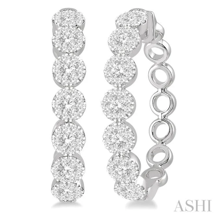 1 Ctw Round Cut Lovebright Diamond Hoop Earrings in 14K White Gold