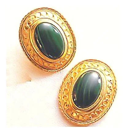 Mansfield Park Malachite Clip Back Earrings