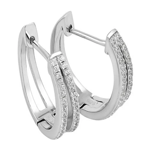 Sterling Silver Hoops CZ Earrings