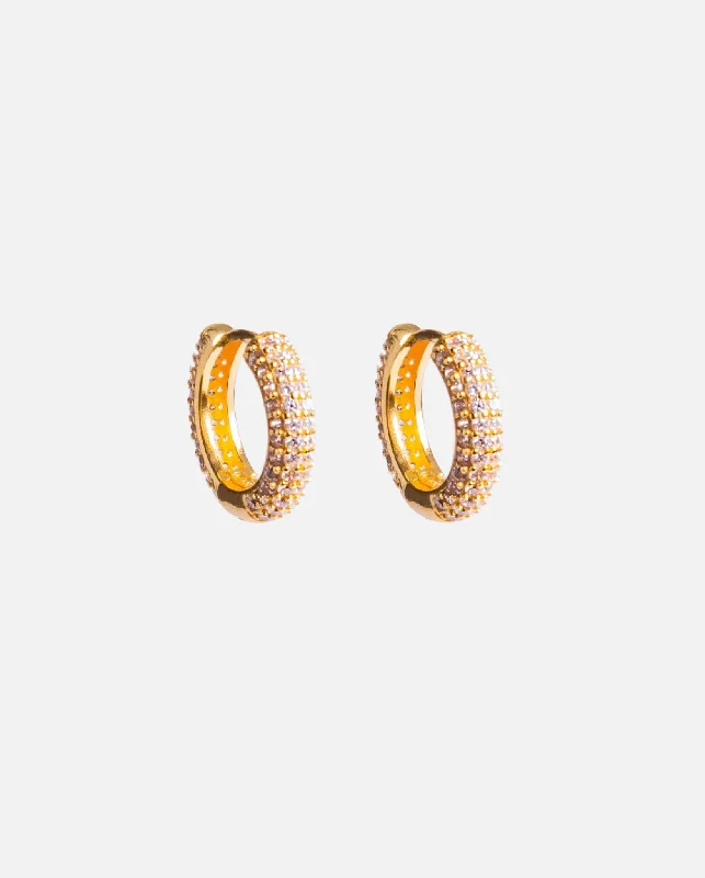 Iced Hoop Earrings -  Gold