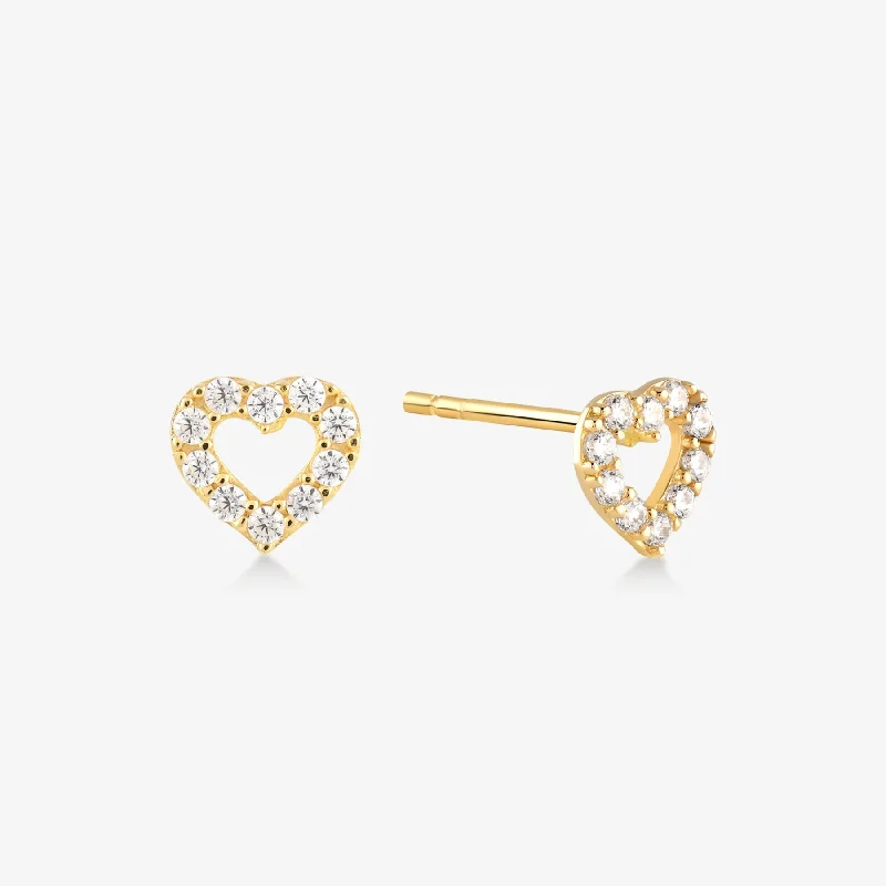 Outline Stud Heart Earring - Gold