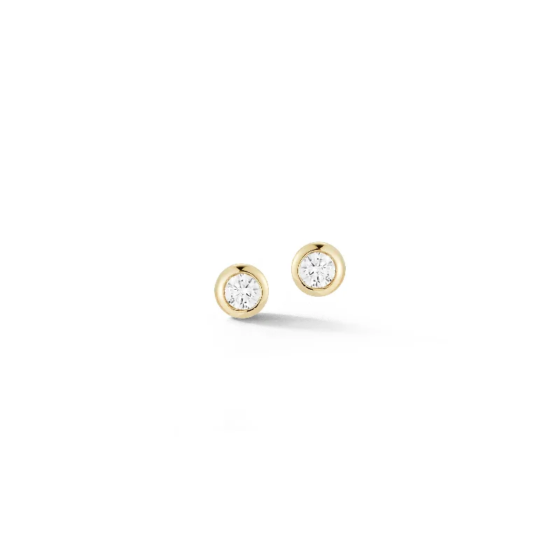 14K Yellow Gold Bezel Set Diamond Earrings